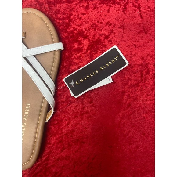 Charles Albert Open-Toe Sandals White Criss Cross‎ Size Small 5/6 - Picture 4 of 5